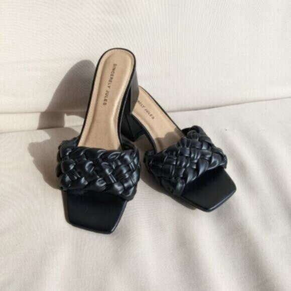 Sincerely Jules Twist Braided Square Toe Sandal Heel Size 7 Women - Picture 8 of 10